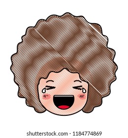 cartoon happy man head kawaii character