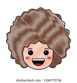 cartoon happy man head kawaii character