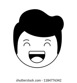 cartoon happy man head kawaii character