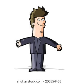 cartoon happy man with open arms