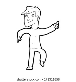 desenho animado homem feliz apontando
