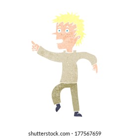 cartoon happy man pointing