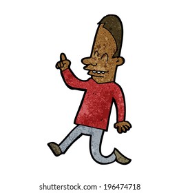 cartoon happy man pointing