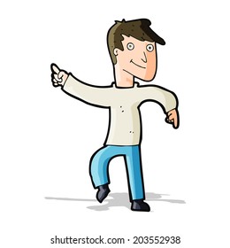 cartoon happy man pointing