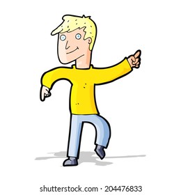 cartoon happy man pointing
