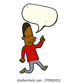 cartoon happy man pointing with speech bubble