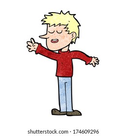 cartoon happy man reaching