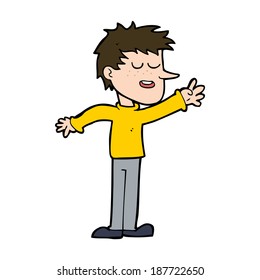 el hombre feliz de la caricatura llega