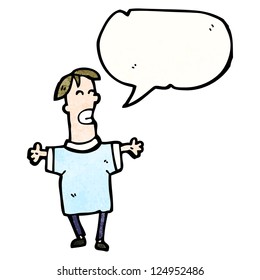 cartoon happy man with speech bubble