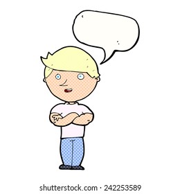 hombre feliz de dibujos animados con burbuja de habla