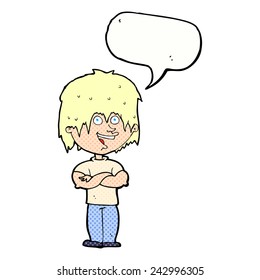 cartoon happy man with speech bubble