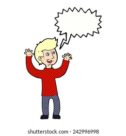 cartoon happy man with speech bubble