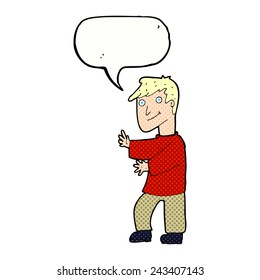 cartoon happy man with speech bubble