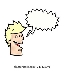 cartoon happy man with speech bubble