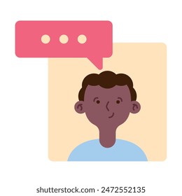 cartoon happy man with speech bubble
