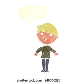 cartoon happy man with speech bubble