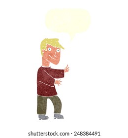 cartoon happy man with speech bubble