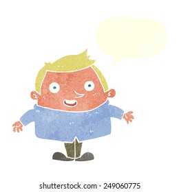cartoon happy man with speech bubble