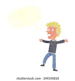 cartoon happy man with speech bubble