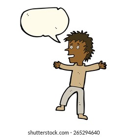 cartoon happy man with speech bubble