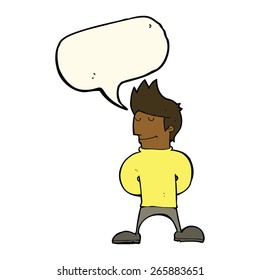 cartoon happy man with speech bubble