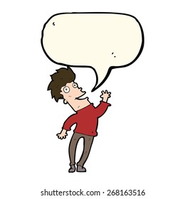 cartoon happy man with speech bubble