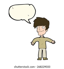 cartoon happy man with speech bubble