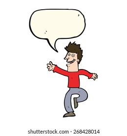 cartoon happy man with speech bubble