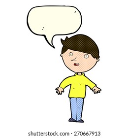 cartoon happy man with speech bubble