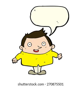 cartoon happy man with speech bubble