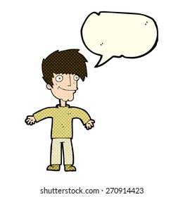 cartoon happy man with speech bubble
