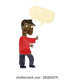 hombre feliz de dibujos animados con burbuja de habla