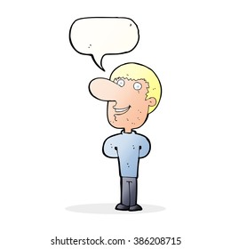 cartoon happy man with speech bubble