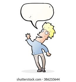 Cartoon-glücklicher Mann mit Sprachblase