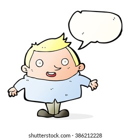 Cartoon-glücklicher Mann mit Sprachblase