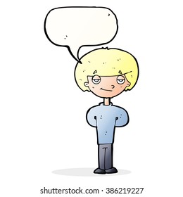 hombre feliz de dibujos animados con burbuja de habla