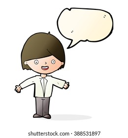 cartoon happy man with speech bubble