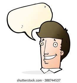 cartoon happy man with speech bubble