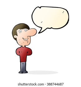 hombre feliz de dibujos animados con burbuja de habla