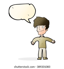 cartoon happy man with speech bubble