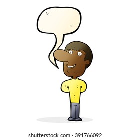 cartoon happy man with speech bubble