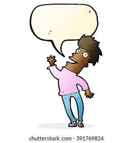 cartoon happy man with speech bubble