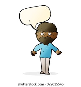 hombre feliz de dibujos animados con burbuja de habla