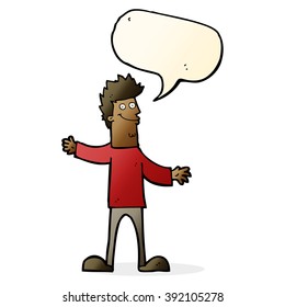 cartoon happy man with speech bubble