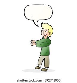 cartoon happy man with speech bubble
