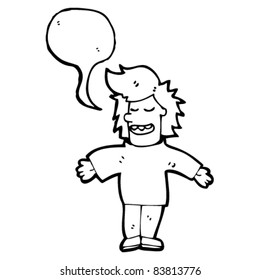 cartoon happy man with speech bubble
