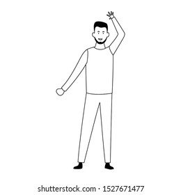cartoon happy man standing icon over white background, vector illustration