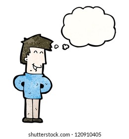 cartoon happy man thinking