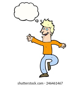 Cartoon-glücklicher Mann mit Gedankenblase