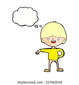 cartoon happy man with thought bubble